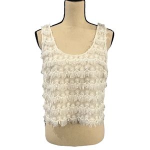BB Dakota White Ruffled Crop Top
